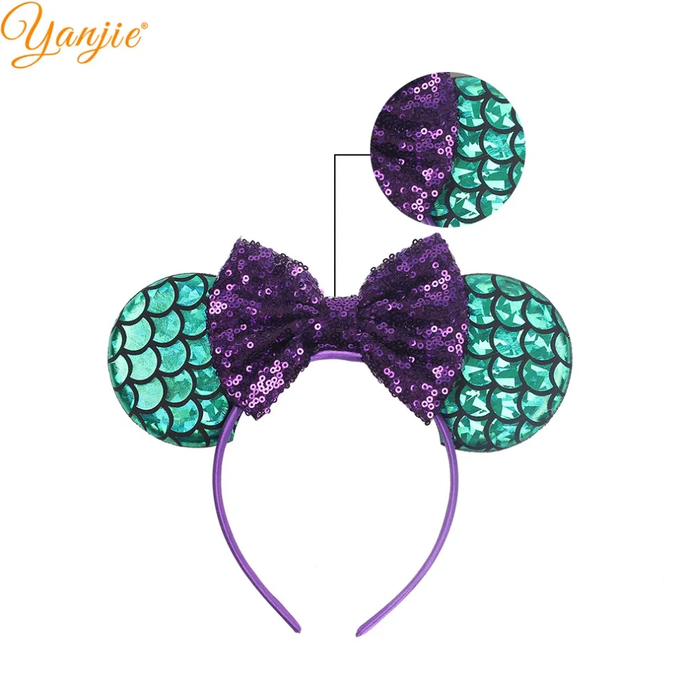 head scarves for women Mermaid Mouse Ears Headband Sequin Hair Bows Hairband DIY Girls Hair Accessories For Kids Trendy Spring Haarband Mujer best hair clips