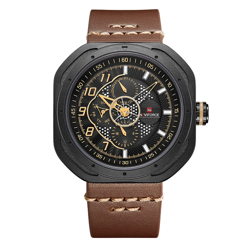 NAVIFORCE Модные мужские s часы лучший бренд класса люкс с датой кварцевые кожаные