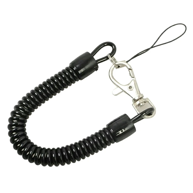 

1pc Spring Elastic Retractable Tactical Rope Hiking Camping Phone Antilost Key Chain