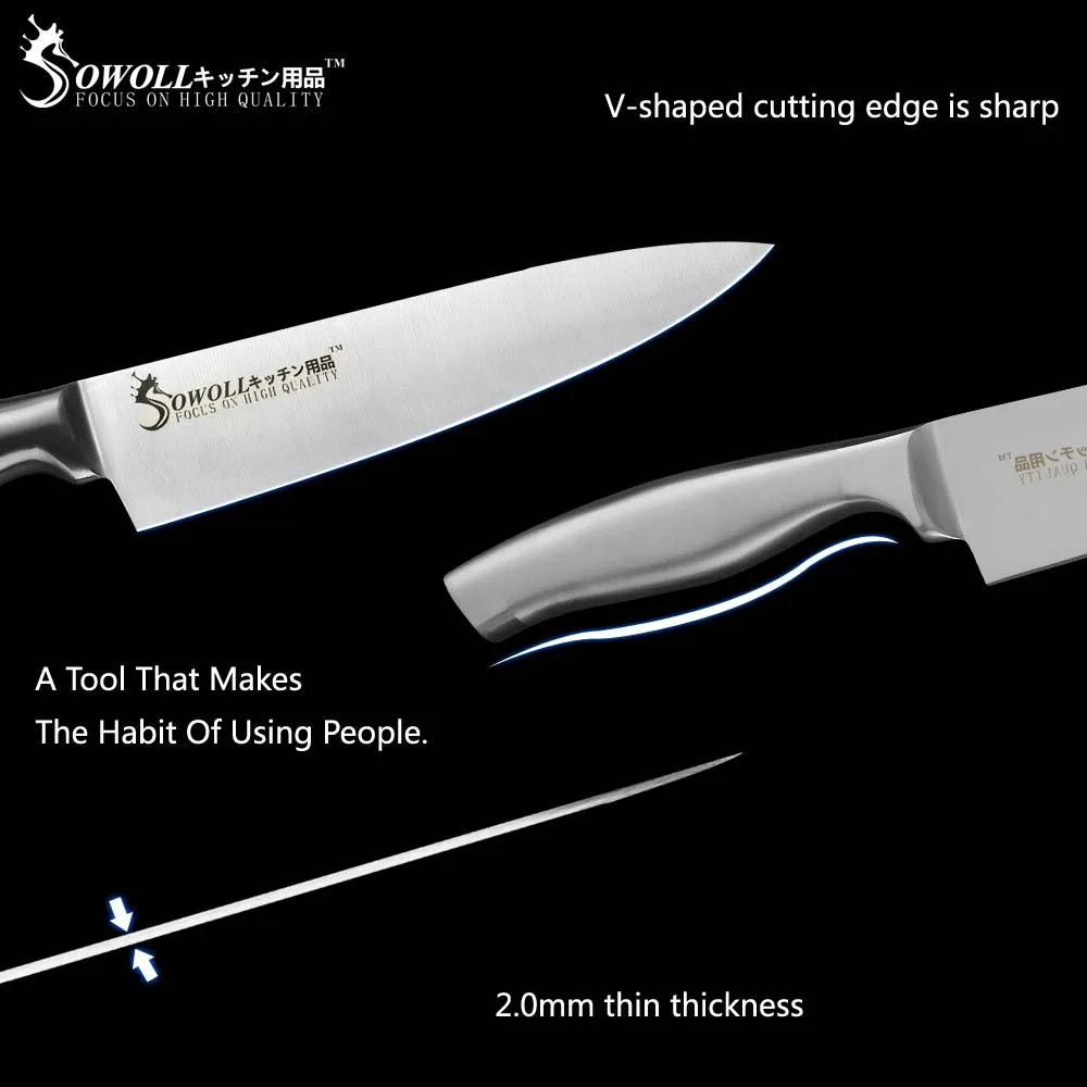 Sowoll кухонные ножи для приготовления пищи 3," 5" " 8" " 8" дюймов нож из нержавеющей стали 8 дюймов держатель для ножей Кухня Аксессуары Набор Ножей