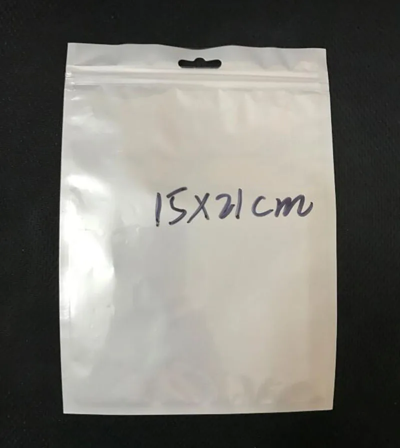 

1500Pcs/Lot 15x21cm Zipper Plastic White/ Clear Reclosable Packaging Poly Bag, Zip Lock Bag Retail Package With Hang Hole