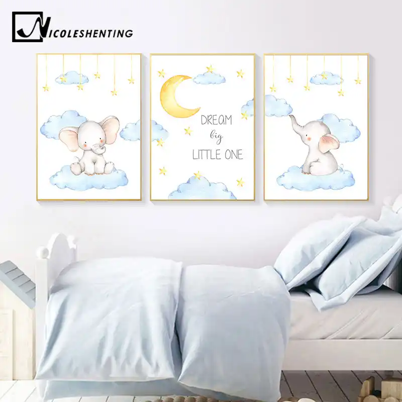 Watercolor Elephant Canvas Painting Baby Nursery Wall Art Poster Print Nordic Kids Decoration Picture Boy Children Bedroom Decor Watercolor Elephant Canvas Painting Baby Nursery Wall Art Poster Print Nordic Kids Decoration Picture Boy Children Bedroom Decor