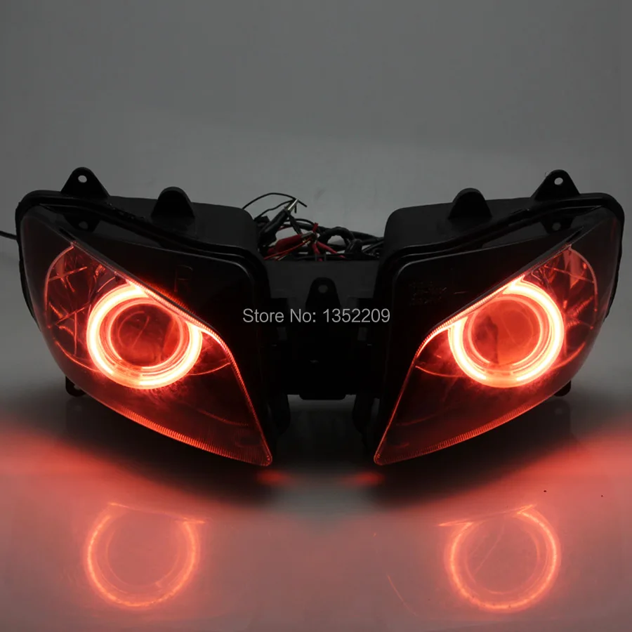 

Red Angel Eyes Demon Projector Headlight HID 35W Assembly For 1998-1999 Yamaha YZF R1 New
