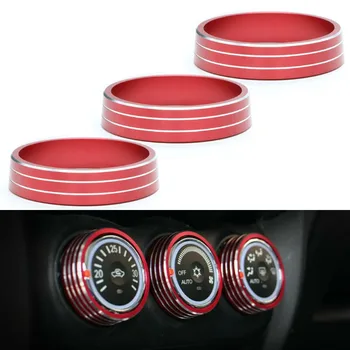 

3pcs Red Knob Ring Cover ABS Plastic Ring Covers High Quality Accessory For Mitsubishi ASX Outlander Sport RVR AC Panel Switch