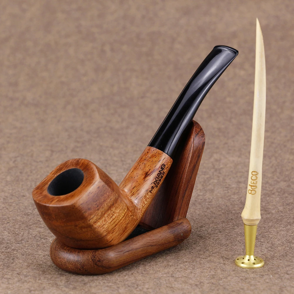 Creative Rosewood Smoking Pipe Wood Stand Bamboo Presser 9mm Filter Wooden Pipe Flat Sides
