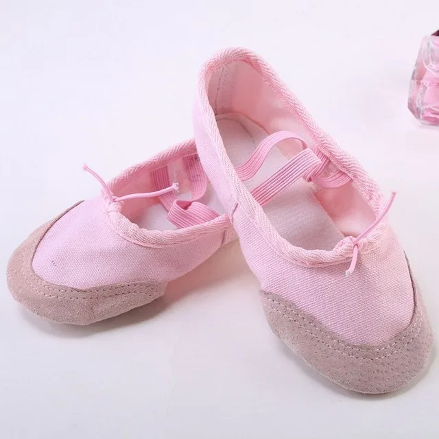 Профессиональные эластичные парусиновые мягкие балетки; тапочки для женщин и девочек; Детские эластичные хлопковые балетки на плоской подошве; Танцевальная обувь - Цвет: Pink