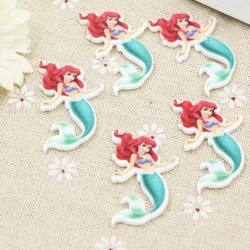 Kawaii Мультфильм плоское заднее украшение из смолы маленькая Русалочка Ариэль
