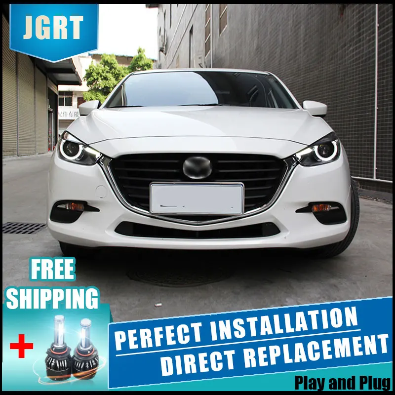 2 шт. светодиодный фары для Mazda 3 Axela 2017 Автомобильный свет двойной ксеноновые