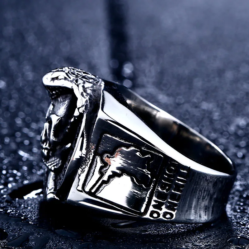 Уникальный дизайн в стиле панк кольцо со змеиным черепом для мужчин готическое Трендовое кольцо с животными 316L нержавеющая сталь Горячее предложение байкерское кольцо LLBR8-445R