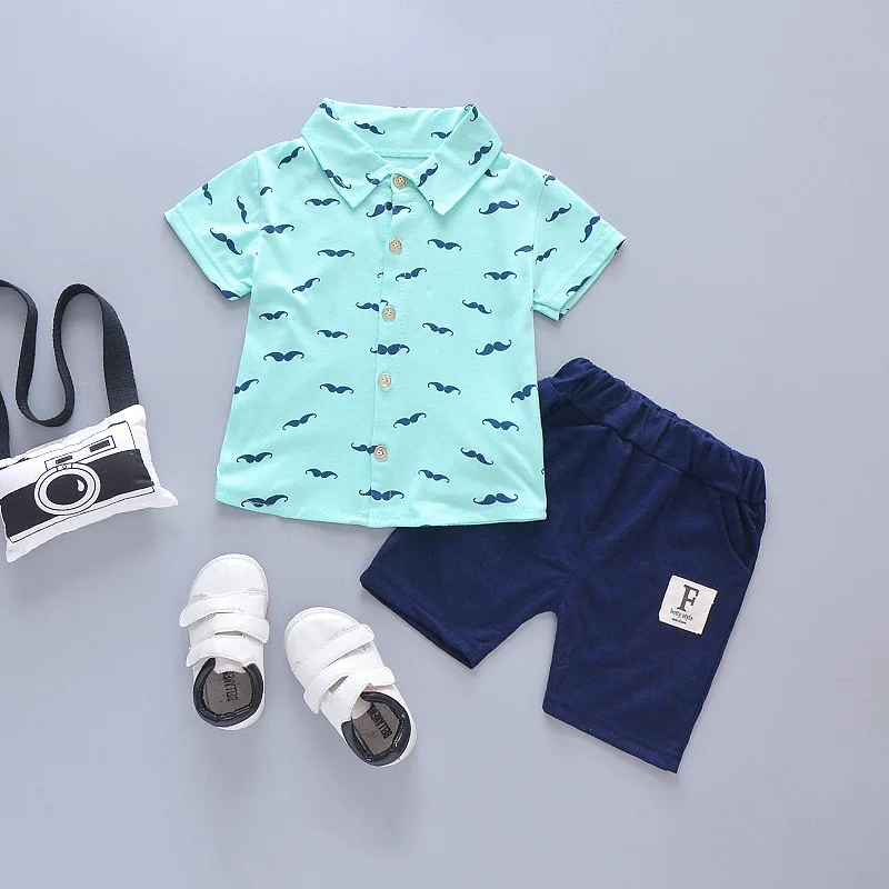 Children's Short-sleeved Suit Boy Summer Female Baby 1-2-3-4-5 Years Old Clothes 2019 New Clothing Tide | Детская одежда и