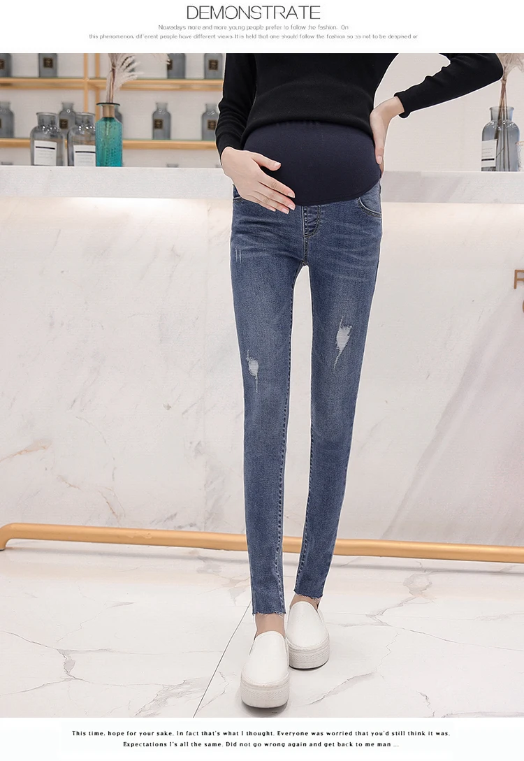 Для беременных Штаны Одежда для беременных повседневные штаны футов подъема живота Штаны новое отверстие эластичные желудка лифт джинсы