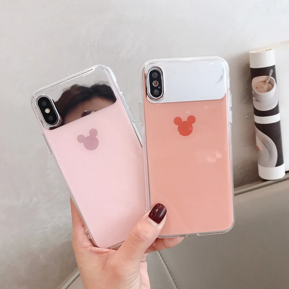 Прозрачные чехлы с покрытием для iPhone 7 8 Plus X комбинированная зеркальная задняя