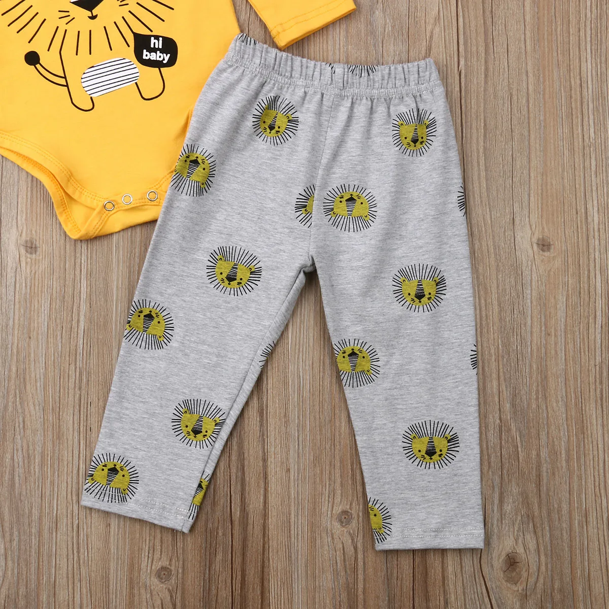 New Autumn Kids Baby Clothes Boy Lion King Print Long Sleeve Tops Romper Pants Hat 3PCS Casual Clothes Cartoon 0-3 Years