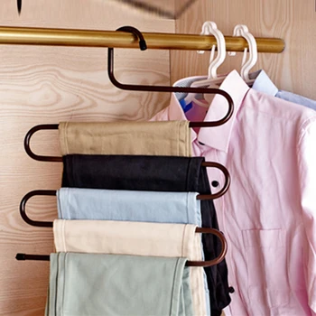 

2Pcs Multi-Layer Iron Pants Rack NonSlip S-Type hangers for clothes cabide Trousers Hangers Multi-Function Wardrobe Storage Tool