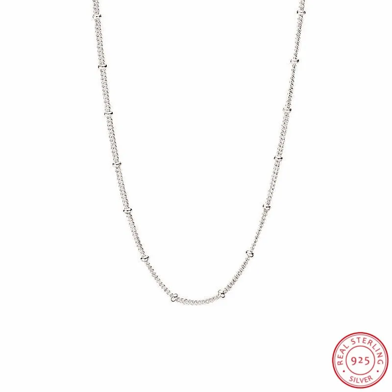 

Popular 925 Sterling Silver Sliding Clasp 70cm Adjustable Link Chain Delicate Beaded Sautoir Necklaces for Women Jewelry FLN071