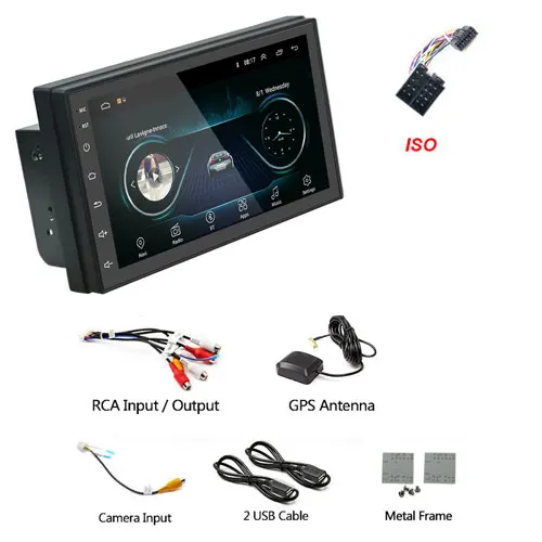 Podofo 2 Din 7 ''Android автомобильный Радио gps Bluetooth MP5 мультимедийный плеер FM wifi Авто Аудио Универсальный резервный монитор Авторадио - Цвет: ISO Cable