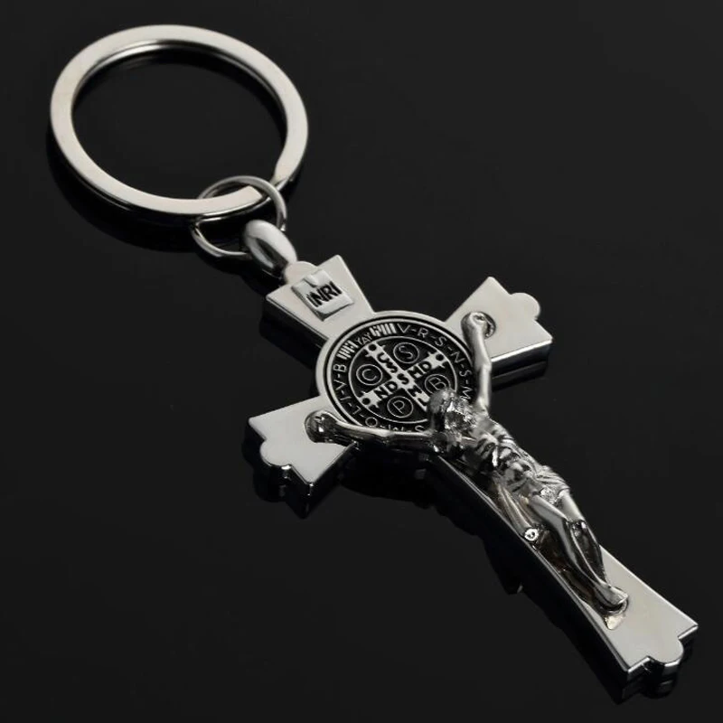 

Men's Metal Jesus Cross Keychain Christian Religion Crucifix Key Chains Car Pendant Key Ring For Keys Charms Jewelry Accessories