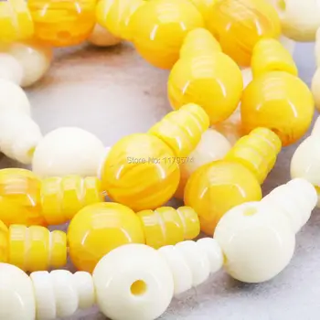 

Hot Sale White Yellow Imitation Beeswax Jewelry Amber Stone Loose Stripe Beads Yellow Opaque Resin Accessories DIY 14mm Lucky