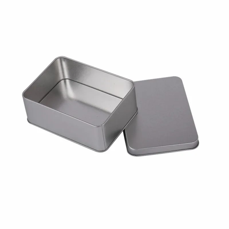 

Tin Storage Box For Card Candy Coin Quality Metal Storage Box 125*92*50mm Tin Case Rectangle Sliver Storage Organizer Container