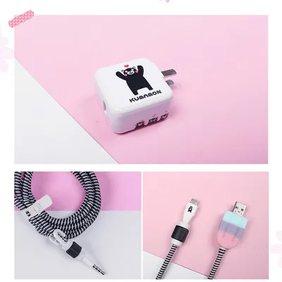 style14 Милый мультфильм намотки кабеля USB кабель протектор набор с Зарядное устройство наклейки шнур спираль протектор для VIVO/X20/ x9/X - Цвет: style14