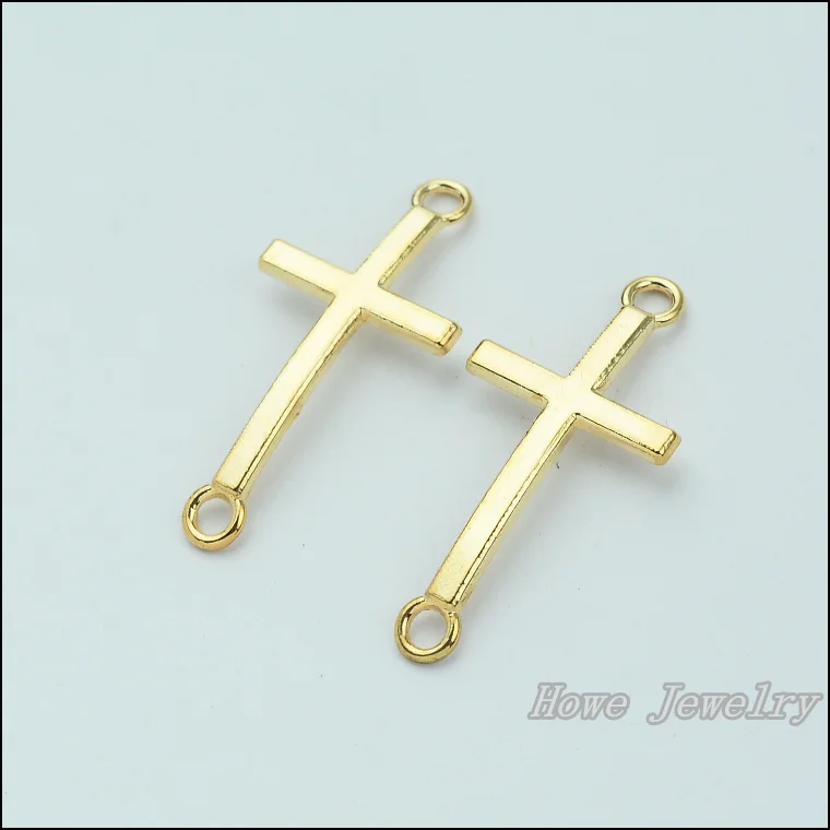 

10 pcs quality Champagne Gold Cross connector alloy Pendant Charm Women's Fashion Bracelet DIY Jewelry Findings JC-653