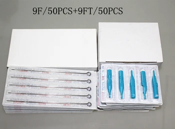 

YILONG (9F+9FT) 50 PCS Disposable Sterile Tattoo Needle+50PCS Blue Disposable Tattoo tips Free shipping tattoo needle product