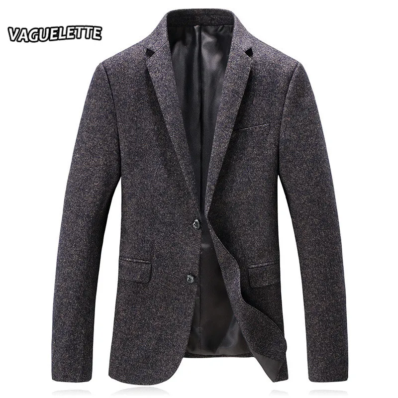 Tweed Knitted Wool Jacket Men Casual Business Formal Men Suit Blazers