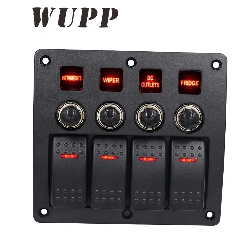WUPP морской/лодка/Rv 12V автомобильные переключатели водонепроницаемые 4 Gang Led рокер