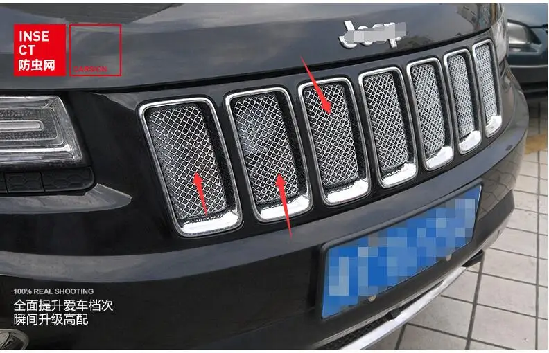 

New For Jeep Grand Cherokee 2011 2012 2013 Front 3D Mesh Racing Grilles Insert Prevent Bug Dirt Grill
