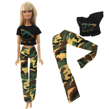 

NK One Set Doll Dress Top Camouflage Imitation CS Military Dress Dress Clothes For Barbie Doll Accessories Gift Toys 270A 10X