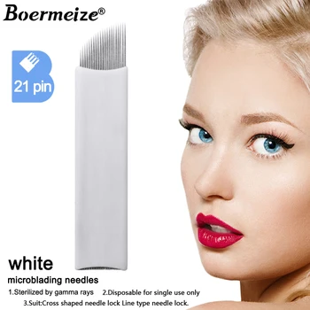 

Tattoo Needles for Eyebrow Tattoo Lip Makeup 50pcs Per lot 21Pins Tattoo Blades Microblading Needles