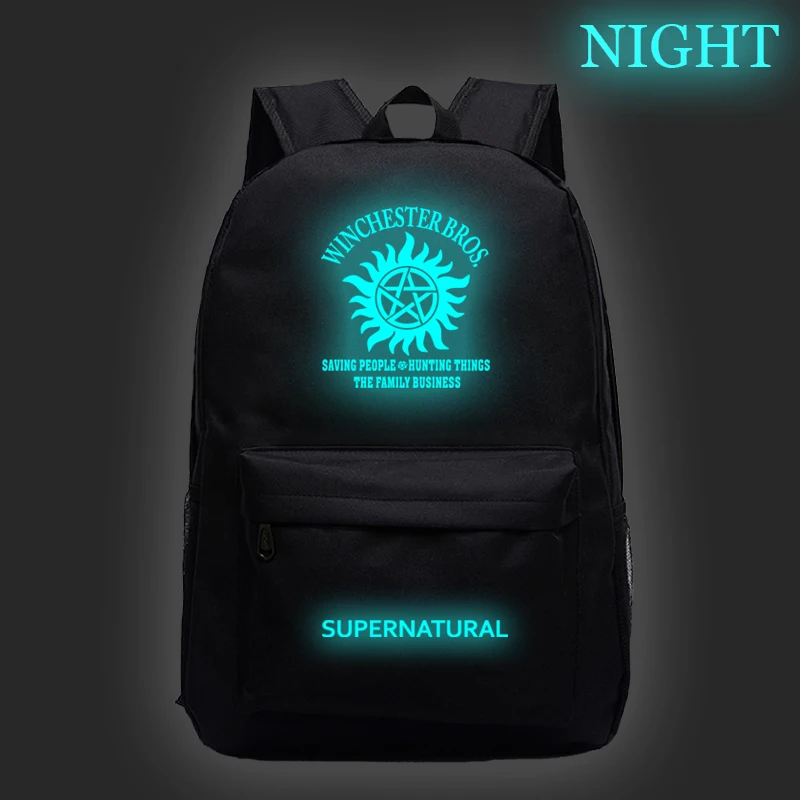Сверхъестественный Светящийся рюкзак для мужчин, женщин, мальчиков и девочек, Подростковый рюкзак, школьный ранец с рисунком, модная мужская дорожная сумка - Цвет: 4
