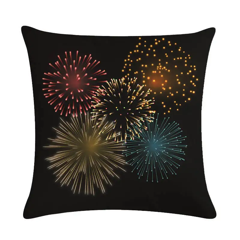 Colorful Fireworks Cushion Cover Linen 45*45 for Sofa Bed Couch Decor Black Pillowcase Living Room Home Decorative Accessories