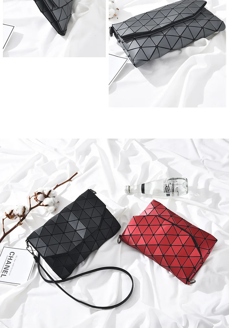 Women Diamond Lattice Laser Sequins Mirror Shoulder Bag Latest Style Geometry Quilted Plaid Mosaic Hasp Messenger Evening Bag (11)