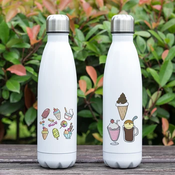 

Food Themed Printed Sports Drinking Bottle Insulated Stainless Steel Vacuum Bottle Metal Leak Proof Fashionable Thermals 17oz