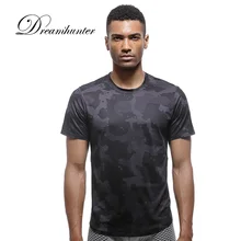 Камуфляжная футболка с короткими рукавами, рубашка для бега, мужская тренировочная одежда, мужская спортивная одежда с круглым вырезом, плотная уличная рубашка для фитнеса