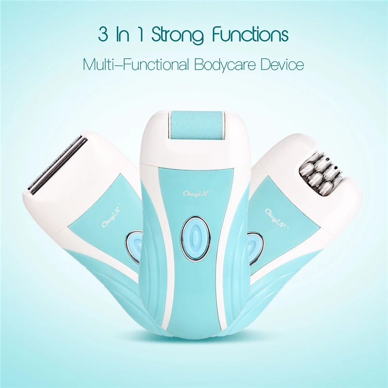 

CkeyiN 3 in 1 Lady Electric Epilator Feet Heel Callus Remover USB Rechargeable Hair Shaving Razor Shaver Underarm Depilator