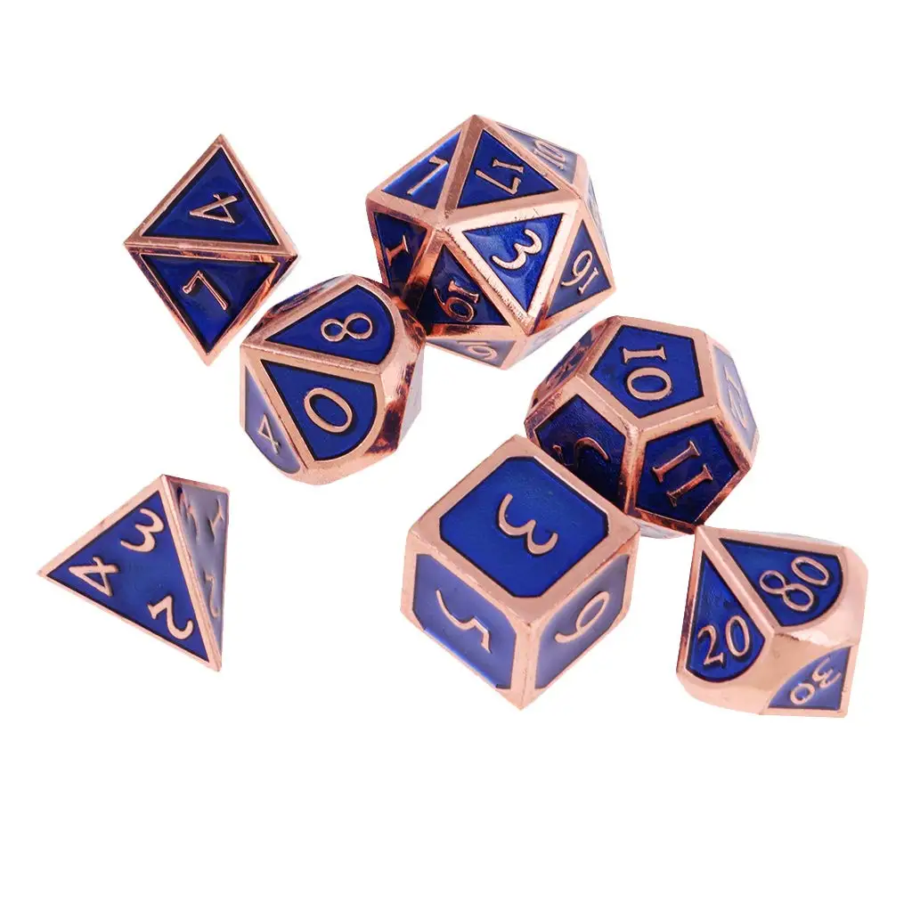 7 шт многогранные кости 16 мм сплав D D20 D12 D10 D8 D6 D4 кубики для Подземелья и Драконы DND MTG ролевые Настольная игра Creatice игрушка в подарок - Цвет: Blue