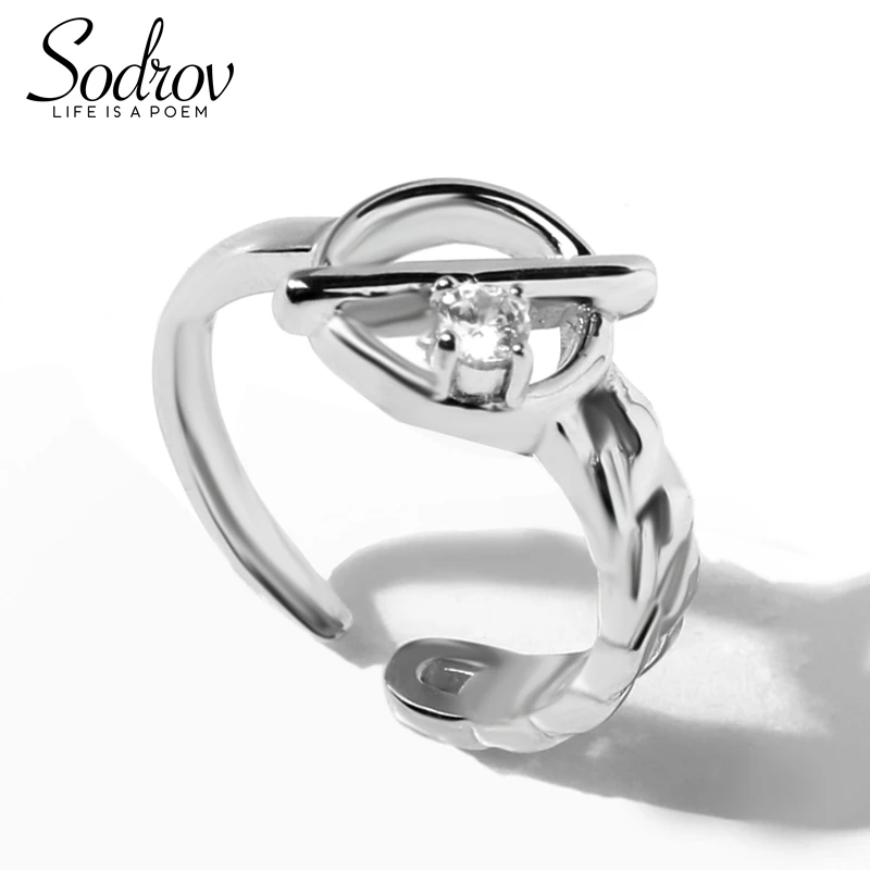 

SODROV Genuine 100% pure 925 sterling silver adjustable ring ladies round plus model brand high jewelry HR023