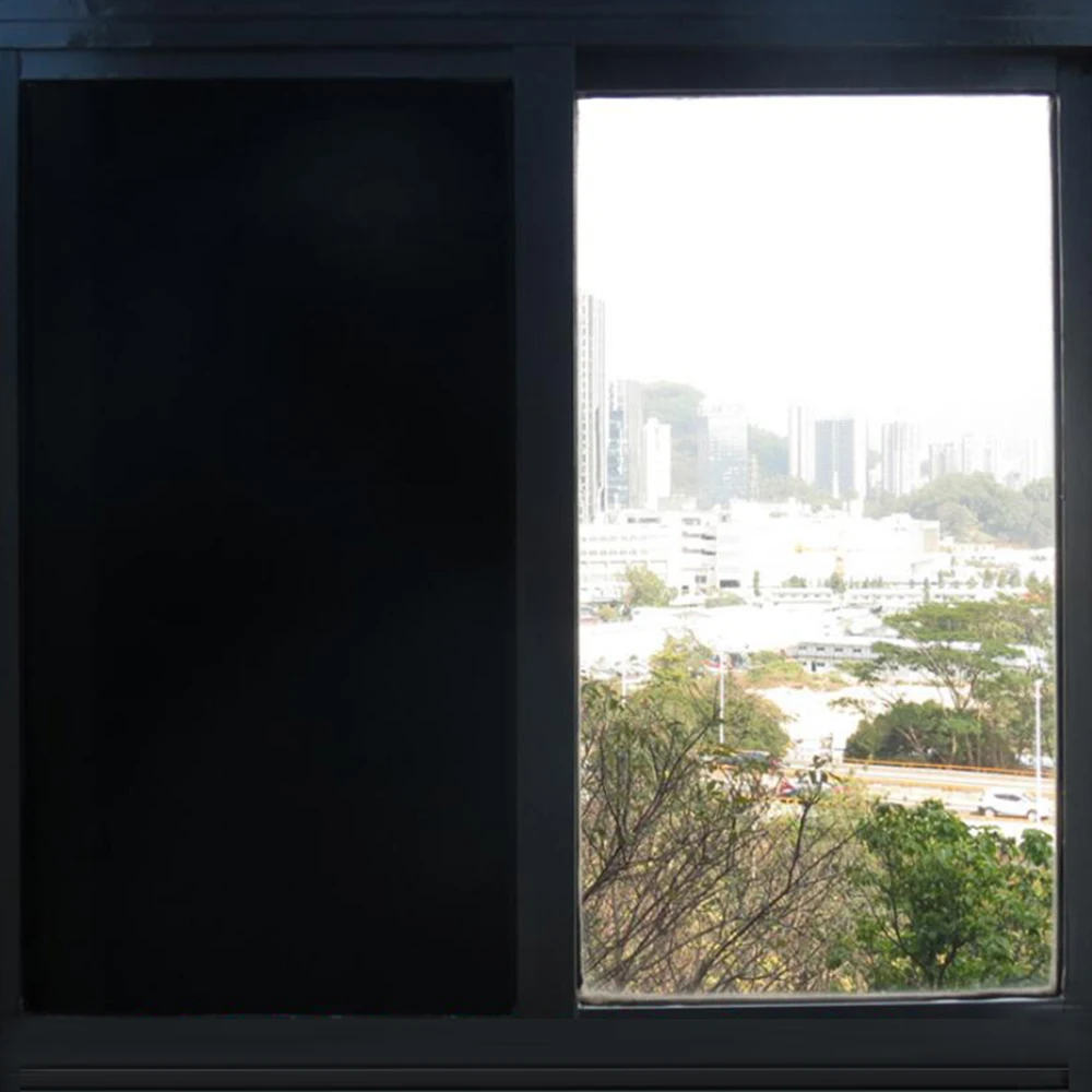 90x200 см Клей конфиденциальности черная оконная Тонирующая пленка Черное Матовое Непрозрачное окно пленка подходит для ванной комнаты дома и офиса
