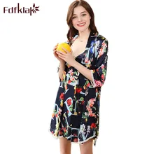 Fdfklak женские халаты и ночные рубашки весна лето с принтом искусственные шелковые ночные рубашки с халатиком Дамский Сексуальный Пижамный набор Q969