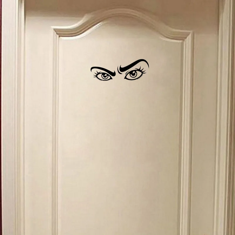 

YOJA 20*7.5CM View Beautiful Eyes Eyelashes Eyebrows Girl Personality Wall Sticker Door Decal Black A40343