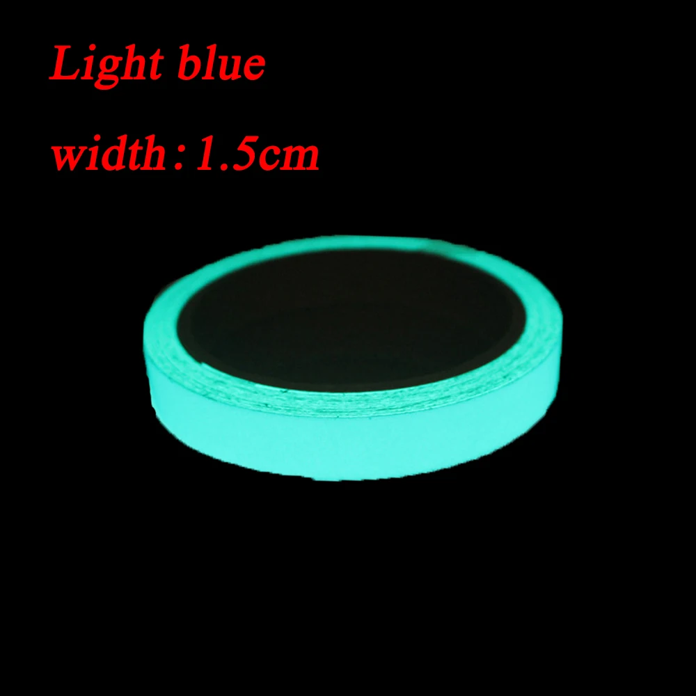 Флуоресцентная светящаяся темная ударПредупреждение льная лента светоотражающая светящаяся лента самоклеящаяся наклейка Съемная светящаяся лента - Цвет: 1.5cm light blue