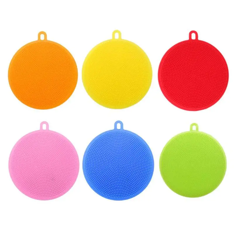 Silicone Dish Bowl Cleaning Brush Multifunction Scouring Pad Pot Pan Washing Wash Brushes Kitchen Cleaner Washing Tool