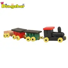 Новые миниатюрные мини-поезд из цельного дерева, аксессуары для детской спальни, игрушечная мебель для 1:12, кукольный домик WWP0338