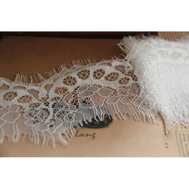 

3 yards/pcs hot Eyelashes lace trim black white lace fabric handmade diy clothes 6cm wide Garment accessories