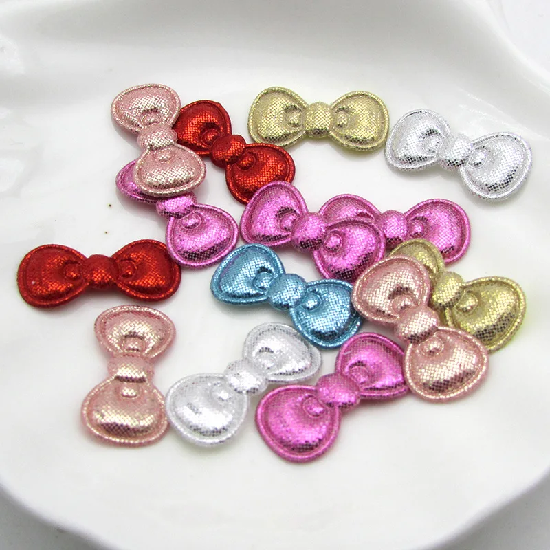 

60pcs/lot 2.7*1.6cm Small Bowknot Padded Appliques For Craft Clothes Sewing Supplies DIY Hair Clip Accessories