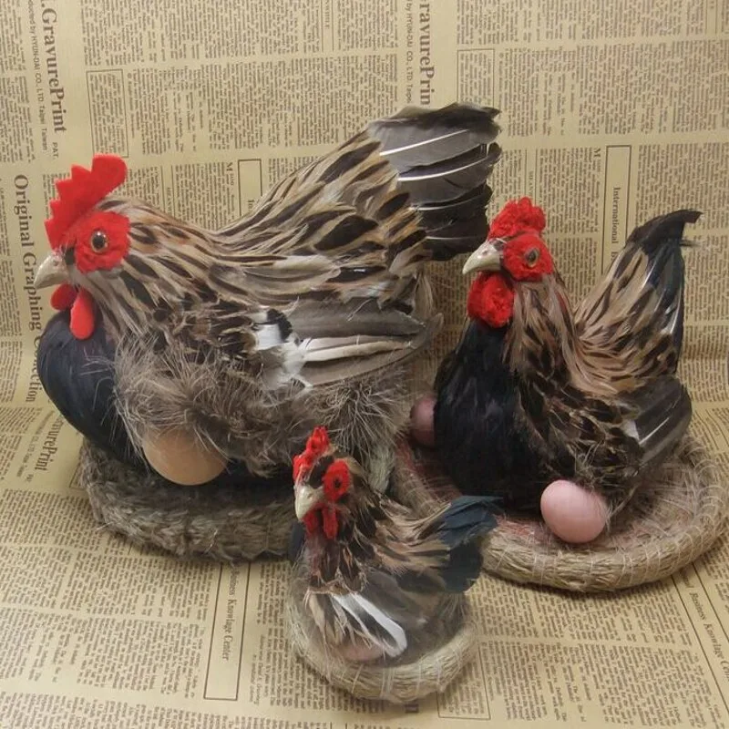 

simulation feathers hen chick model,polyethylene&furs handicraft Figurines home decoration toy gift a2644