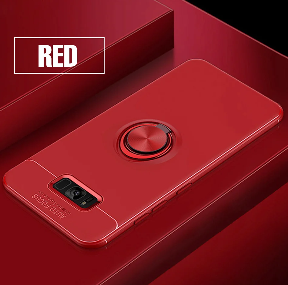Роскошный противоударный магнитное кольцо бампер чехол для samsung Galaxy S10 S9 S8 плюс S10e Note 8 9 A30 A50 A70 A7 A8 M20 мягкий чехол - Цвет: Red