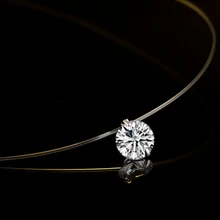 

Female Transparent Fishing Line Necklace Silver Invisible Chain Necklace Women Rhinestone Choker Necklace Collier Femme